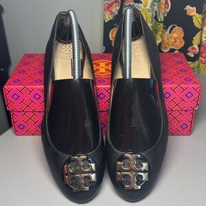 TORY BURCH #MCA020 Black Claire Ballet Flat Tumbled Leather 9